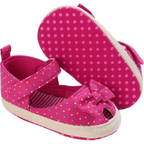 Newborn Baby Girls Canvas Bow Sandals Floral Print Sole Non-slip Toddle Baby Cotton Soft Shoes Prewalkers 0-18M