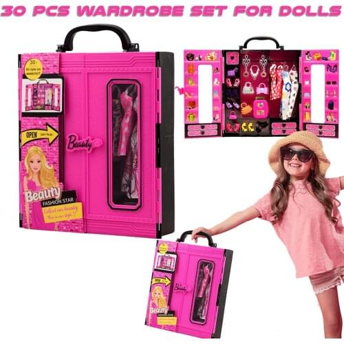 For Barbie Dolls Wardrobe Set Ultimate Closet Beautiful Skirt Accessories Dress up Kids Toy Birthday Gift Furniture Play Girl