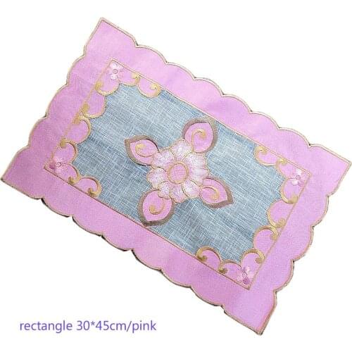 Modern lace pink table place mat cloth embroidered pad cup mug drink coaster dining placemat tea coffee doily wedding kitchen