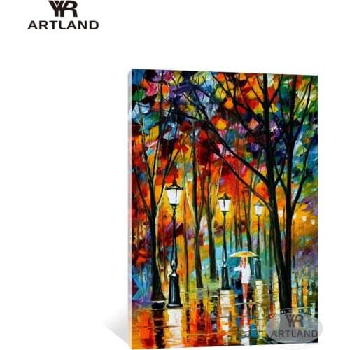 Thick oil street scenery Handmade acrylic oil painting on canvas wall art picture poster home decor for living room sofa bedroom