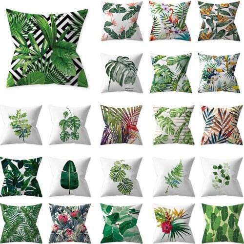 Tropical Plants Cushion Cover 45X45 Polyester Summer Pillowcases Decorative Sofa Cushions Throw Pillows Covers Home Decor