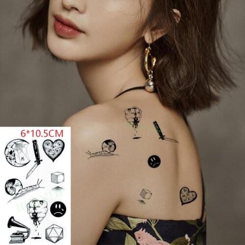 Waterproof Temporary Tattoo Sticker Heart Love Knife Snails Gothic Sexy Body Art Flash Tattoo Fake Tattoo for Women Men