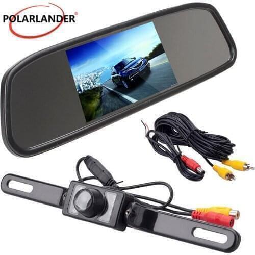 4.3 inch In-Dash TFT LCD Rearview Mirror Monitor with night vision 7LED long reverse parking rear camera