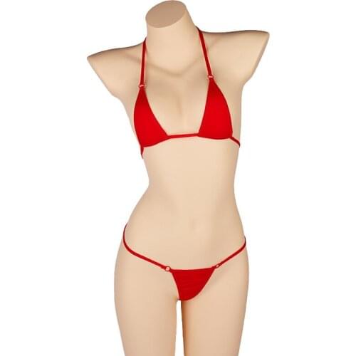 Womens Underwear Bra Set Sexy Bandage Fun Sexy Ice Silk Perspective Three-point Bikini Swimsuit Beach Adult Girl