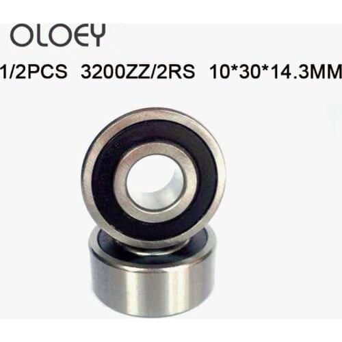 1/2PCS 3200ZZ 2RS 10*30*14.3mm Double Row Angular Contact Ball Bearings Corrosion Resistance And High Precision