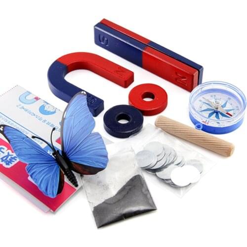 1 Set Students Magnets Bar Ring Horseshoe Compass Magnets Physics Science Experiment Tools Kids Educational Toy