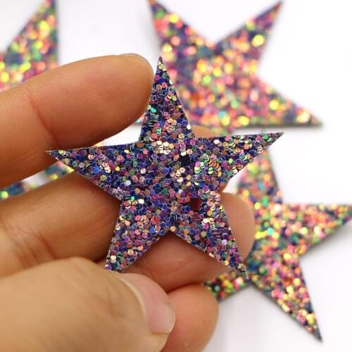 10pcs/lot colorful Glitter Sequin Star Patches Sew On Sticker For Badge Clothes Applique Bag Fabric DIY Craft Sewing Accessories