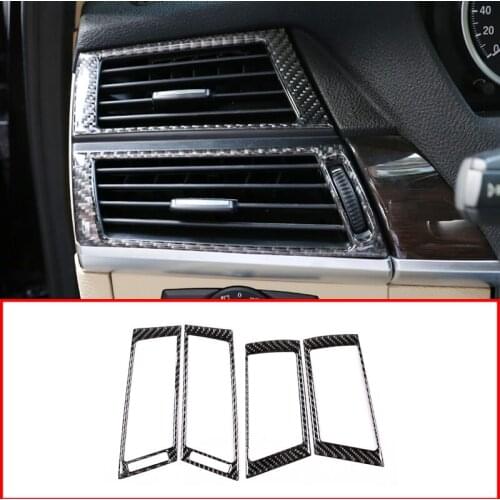 4 Pcs Soft Carbon Fiber For BMW X5 E70 X6 E71 2008-2013 Car Side Air Conditioning Vent Frame Stickers