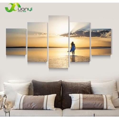 5 Panel Wall Paintings Seascape Poster Print Wall Picture For Living Room Seascape Wall Picture Beach Painting Modern Unframed