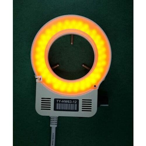 60pcs LED Lamps Yellow Light Microscope 63mm Diameter Ring Bulb Lamp Light Source for Biological Stereo Microscope 90-240V