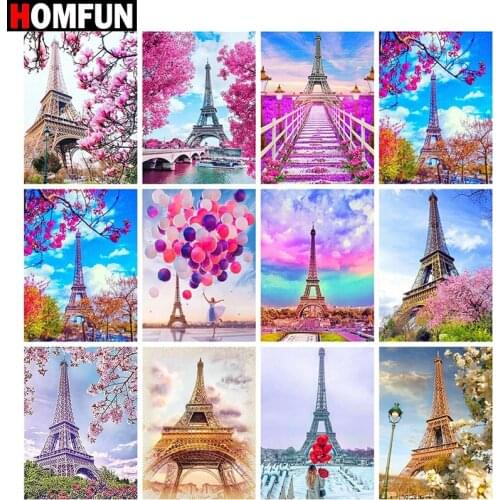 HOMFUN Full Square/Round Drill 5D DIY Diamond Painting "Toren Landschap" Embroidery Cross Stitch 5D Home Decor Gift