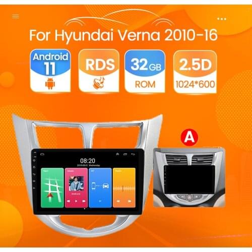 Car Radio Multimedia Video Player Navigation GPS Car Android 11 For Hyundai Solaris Accent Verna 2011 2012 2013 2014 2015 2016