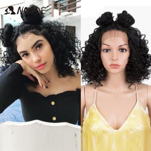 Noble Cosplay Synthetic Lace Wig Curly 20 Inch Short Wig Synthetic Blonde Wig For Black Women Synthetic Lace Wig