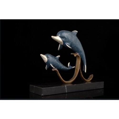Large TOP COOL 2020 TOP art Collection dolphin porpoise delphis fish 3D brass Sculpture art HOME BAR CLUB Company decoration art