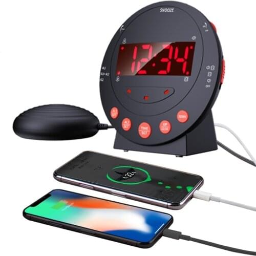 Wake Up Alarm Clock 110dB LED Power Vibrating Loud Snooze Bed Shaker for Heavy Sleepers Deaf Senior hearing Impaired USB Charger
