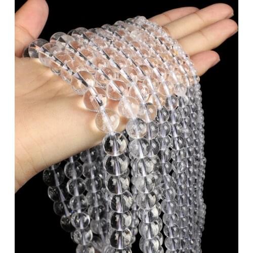 White Crystal Natural Stone Beads Round Losse Beads For Jewelry Making DIY Bracelets Necklace Accessories Beads 4/6/8/10/12MM