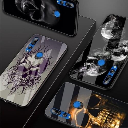 Horror Skull Tempered Glass Phone Case For Huawei honor 8X 9 10i 20i 20Lite 20Pro 30 Pro Cover Shell