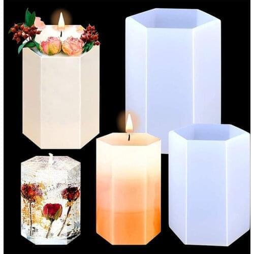 Cylinder Hexagon 3D Resin Mold DIY Craft Ornament Epoxy Silicone Mold For Making Candle Specimen Soap Chocolate Tools