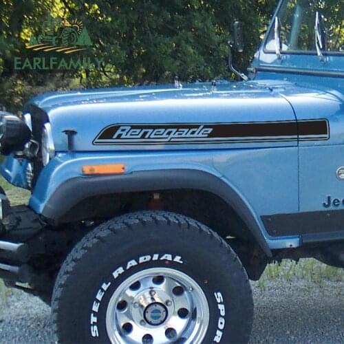 EARLFAMILY 95cm x 10cm 2x Hood Side Stripes Graphics (one for Each Side) Vinyl Decals Kit Car Sticker for Jeep Renegade CJ TJ YJ