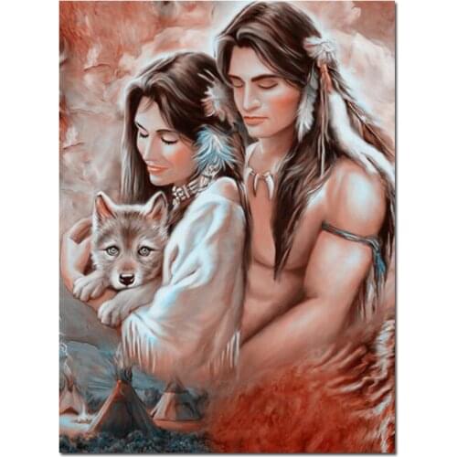 Indian Love full round square diamond Puzzle 3d pictures diamond painting mosaic art Animal Wolf Cub embroidery Sale,Art JX2305