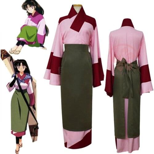 Anime InuYasha Sango Kimono Cosplay Costume Women Girls Japanese InuYasha Sango Kimon COS Clothing halloween clothes