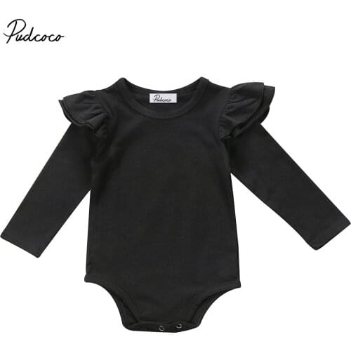 Pudcoco Newest Newborn Toddler Baby Girls Clothes Long Sleeve Bodysuit Jumpsuit Autumn Casual Outfit Clothes 0-18M