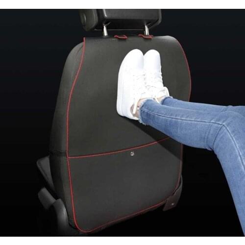 Leather Car Backseat Protection Organizer Black Seat Back Pocket Bag Anti click mat Auto Interior Seats Protector Accessories