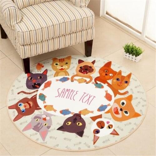 Cute Cartoon Animals Star Printed Round Carpet Soft Carpets For Living Room Anti-slip Rug Floor Mat For Home Decor Kids Room