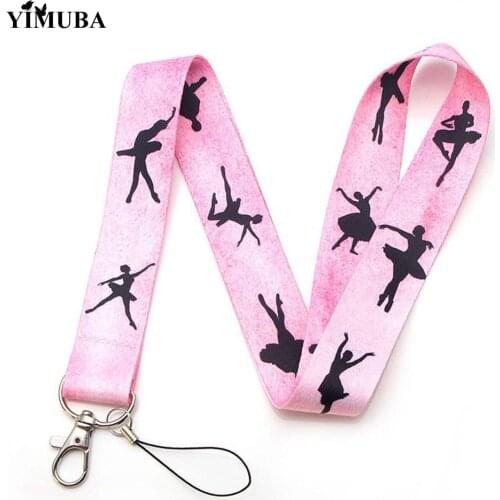 YIMUBA Ballerina Silhouette Lanyard Keychain Multi-function Neck Straps for Keys Cell Phone Badge Holders Gift for Ballet Dancer