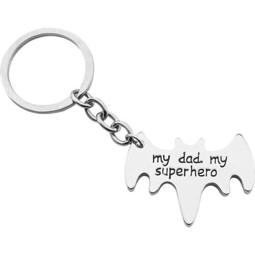 Fashionable Mens And Womens Keychain Creative Punk Metal Jewelry Alloy Pendant Letters "My Dad, My Superhero" Holiday Gift