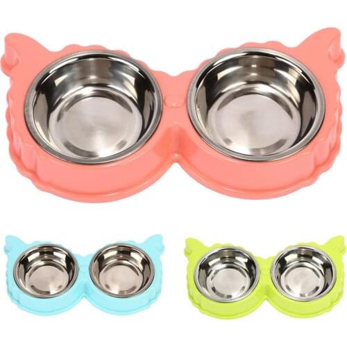 Stainless Steel Pet Dog Cat Puppy Feeding Feeder Double Bowl Water Food Holder Dog Feeders for feeding