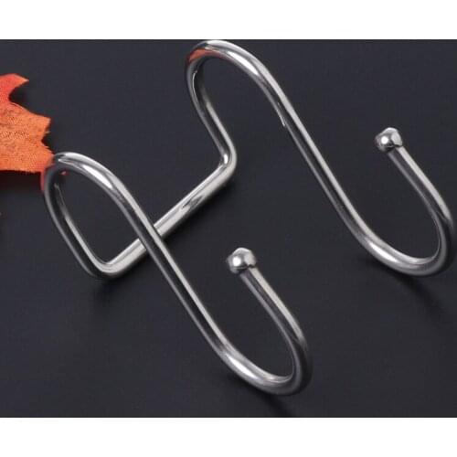Stainless Steel Round S Shaped Dual Hanger Hook Kitchen Cabinet Clothes Storage