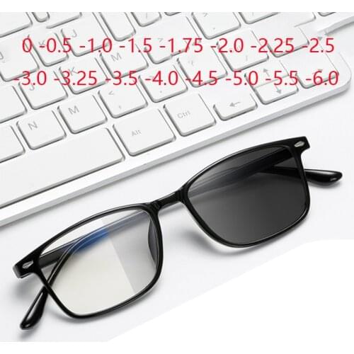 Women Men Photochromic Glasses Chameleon Change Color Rectangle Goggles 0 -0.5 -1.0 -1.5 -2.0 To -6.0