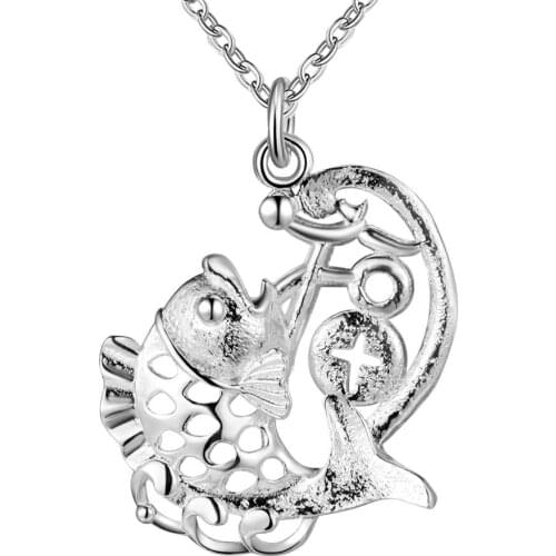 Wholesale Charm Silver Color Pendants For Women Fashion Jewelry Necklace Lady Fashion Jewelry Pendant Carp AN181