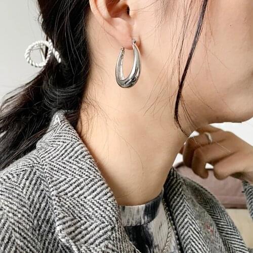 Rispada Oval Hoop Earring Gold Earring For Women Girl Gift Punk Earring Fine Jewelry Wholesale