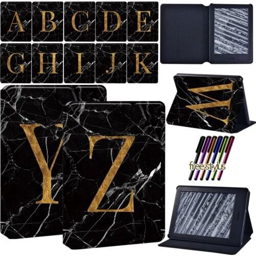 Tablet Case for Amazon Kindle 8/10th/Kindle Paperwhite 1/2/3/4 26 Letter Series Pu Leather Protective Case+ Stylus