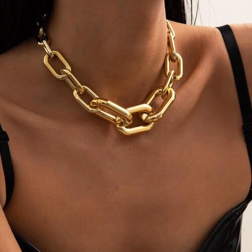 European and American simple retro jewelry with exaggerated single-layer tassel hip hop CCB thick chain necklace for female