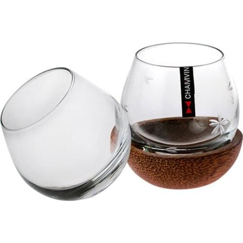 Japanese Style Whisky Cup Creative Wine Glass with Wooden Tray Whiskey Rum Glassware For Bar Household Party Crystal Liquor Mug
