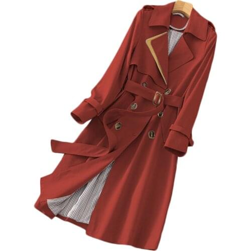 2021 Spring New Korean Fashion Trench Coat Women Hepburn Windbreaker Long Womens Plus Size Windproof Overcoat Trend Mujer 4XL