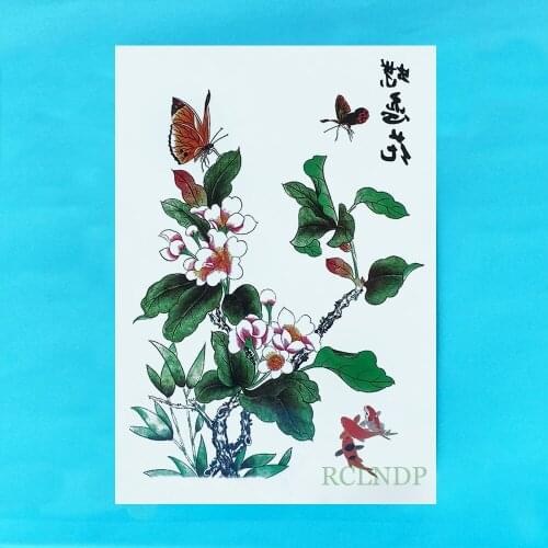Waterproof Temporary Tattoo Sticker sexy Chinese style Ink painting flower tatto stickers flash tatoo fake tattoos for women