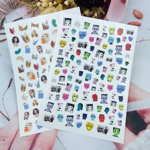 High Quality Fashion New Arrival 3D diy Nail Stickers Japanese Style Back Adhesive Simple Portrait Fingernail Decals Nail Art