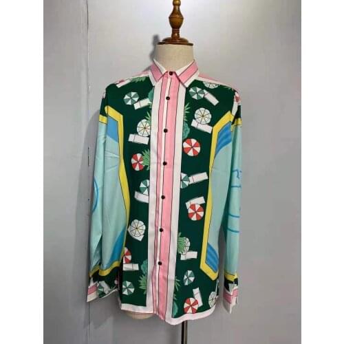 W0914 Fashion Mens Shirts 2021 Runway Luxury famous Brand European Design party style Mens Clothing