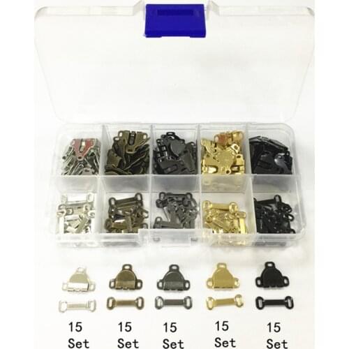 75pcs Brass Skirt Pants Hook and Buttons Trouser Skirt Hooks Bars Fasteners Set for Suit Pants Extenders Tailor Sewing DIY