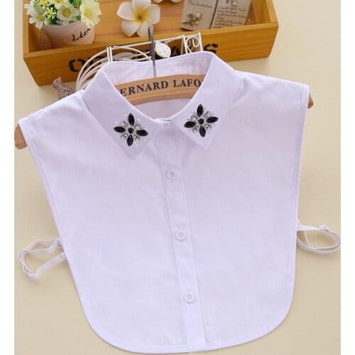 Women Cotton Shirt Detachable Collar Ladies Lapel Shirt Fake Collar White False Collars Blouse Tops Vest Female Faux Col Deco