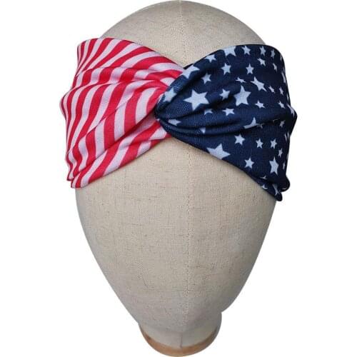 American Flag Print Ladies Headband Elegant Multicolour Patriotic Woman Hair Bands Bohemian Vintage Temperament Female Turban