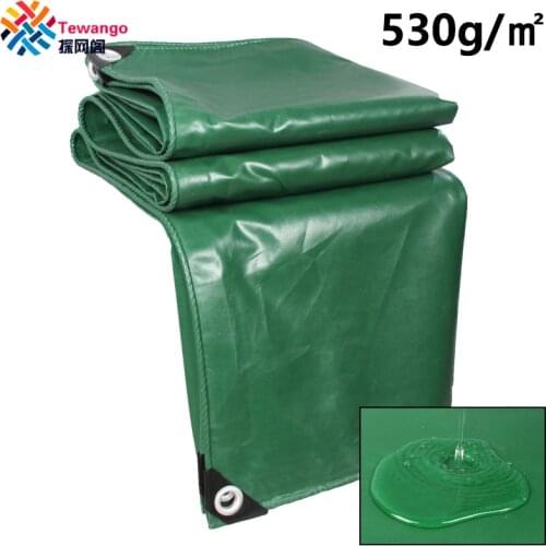 0.44mm Thicken Heavy Duty Tarpaulin 530gsm Green UV Resistant Waterproof Tarp PVC Coated Fabric Outdoor Tent Trailer Cover