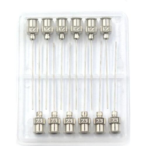 1.5 Inch Silver 23Ga Stainless Steel Dispensing Adhesive Glue Syringe Needle Tips Pack of 12