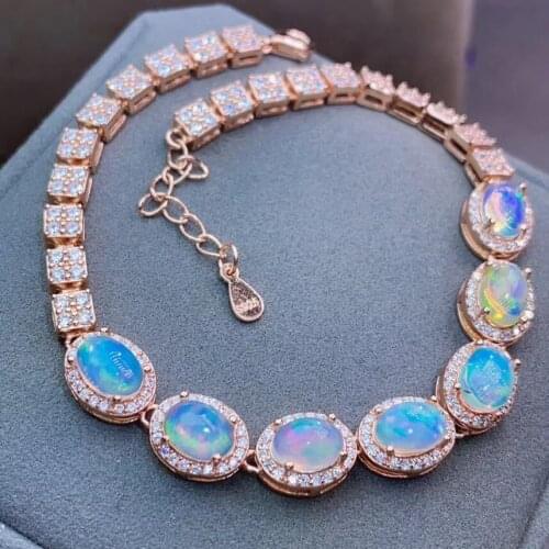 100% Real and Natural Opal Bracelet 925 sterling silver Natural and Real Opal Bracelet
