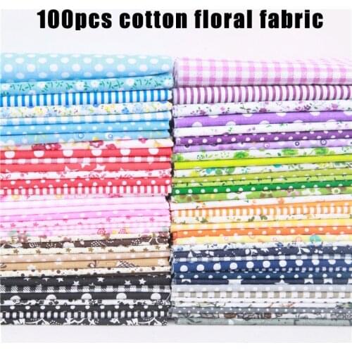 100Pcs Sewing Accessories Mixed Pattern Cotton Printed Fabric Home DIY Craft Sewing Quilting Fabric 10x10cm