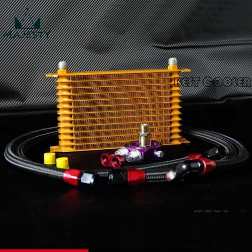 13 ROW AN10 UNIVERSAL ENGINE TRANSMISSION OIL COOLER GOLD +FILTER ADAPTER KIT